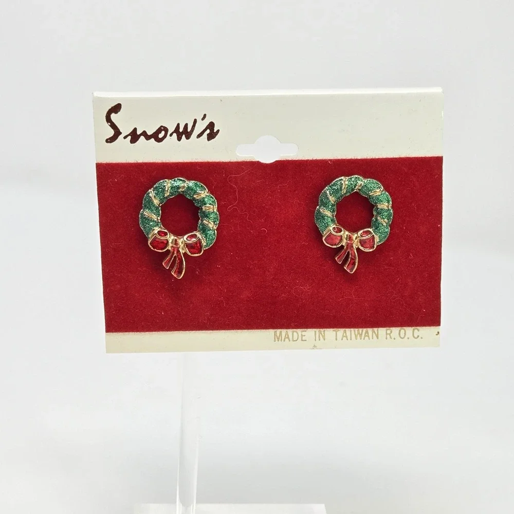 Vintage Christmas Wreath Earrings 1